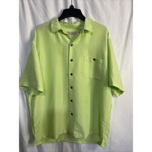 Island‎ Republic Camp Shirt Mens XL Lime Green Good Rayon Blend Short Sleeve